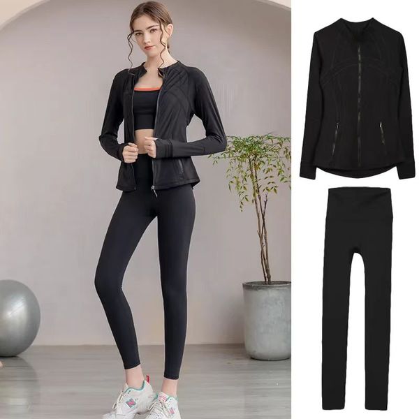 Women Workout set Yoga sets Jacket Define Align High Waist Sports Suit close High waist Pants leggings flared pants Long Sleeve Running spee