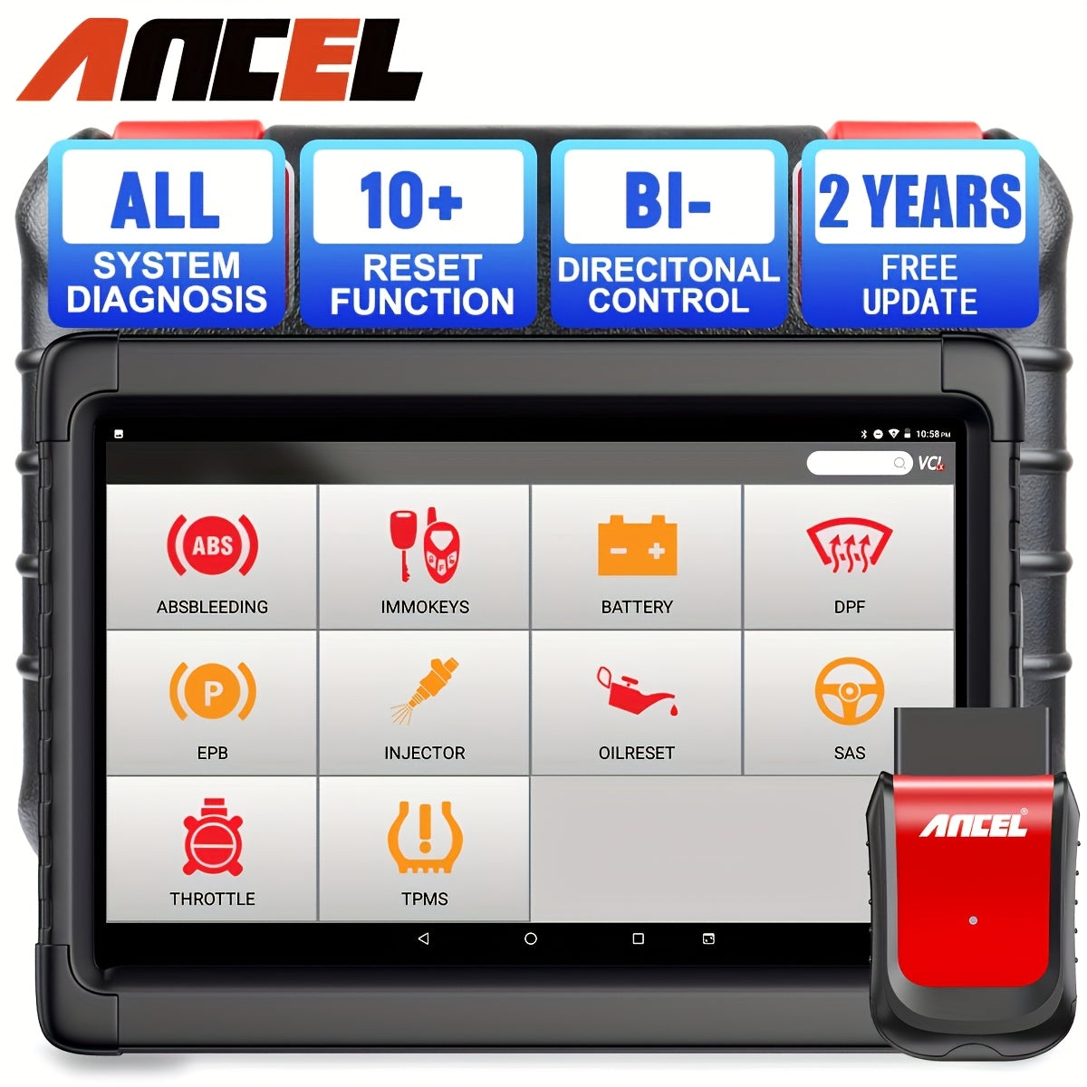 TEMU Ancel X6 Automotive Full System Scanner Code Reader Diagnostic Tablet Scan Tool Abs Epb Srs Dpf, Engine Diagnostics, Auto Repair Tool, Portable