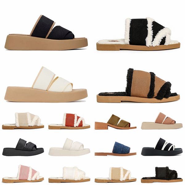 Top Fashion Wedge Denim Espadrille Designer Sandals Womens Platform Woody Canvas Embroidery Slides Luxury Summer Beach High Heels Mule Soft