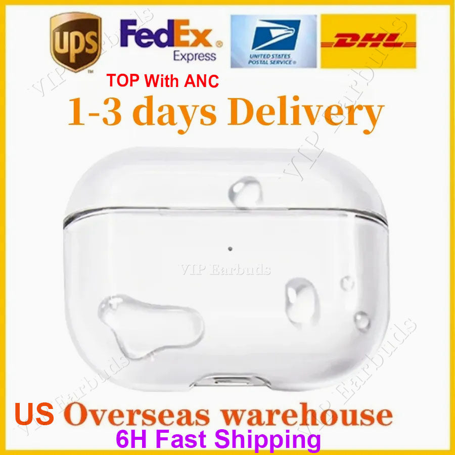 USA Stock for airpodspro2 airpodspros airpods airpodspros 4 air pods2 pro New airpods pro 3rd headphones Charging box case Transparent Silicone Cove