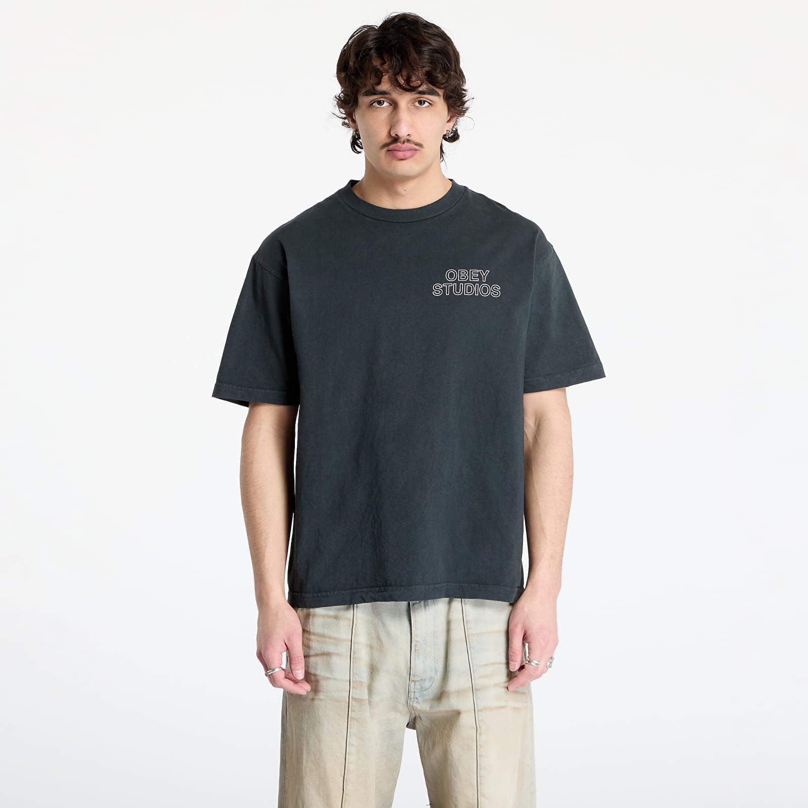 Koszulka OBEY Studios Outline T-Shirt Pigment True Vintage Black XL