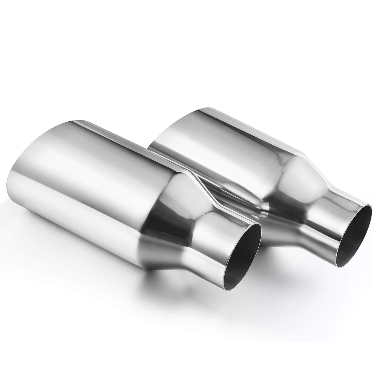YITAMOTOR 2.5 Inch Inlet Exhaust Tip, 2.5" Inlet 4" Outlet 9" Overall Length Stainless Steel Tailpipe Chrome Polished Exhaust Tips