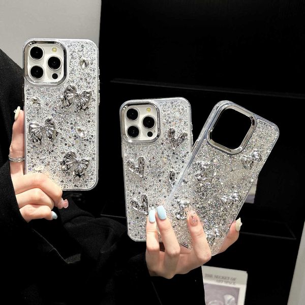 Cell Phone Cases for iPhone 16 15 Pro Max Drip glue handmade heart 14promax glitter Samsung S24 case