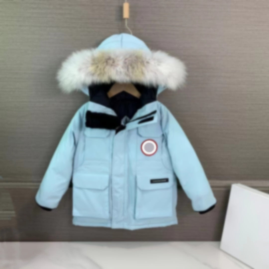 hood designer kid Parkas winter puffer jackets child Down Coat kids hoodies baby clothes Real Big Wolf Fur Luxury girl pink coats hood School unifor