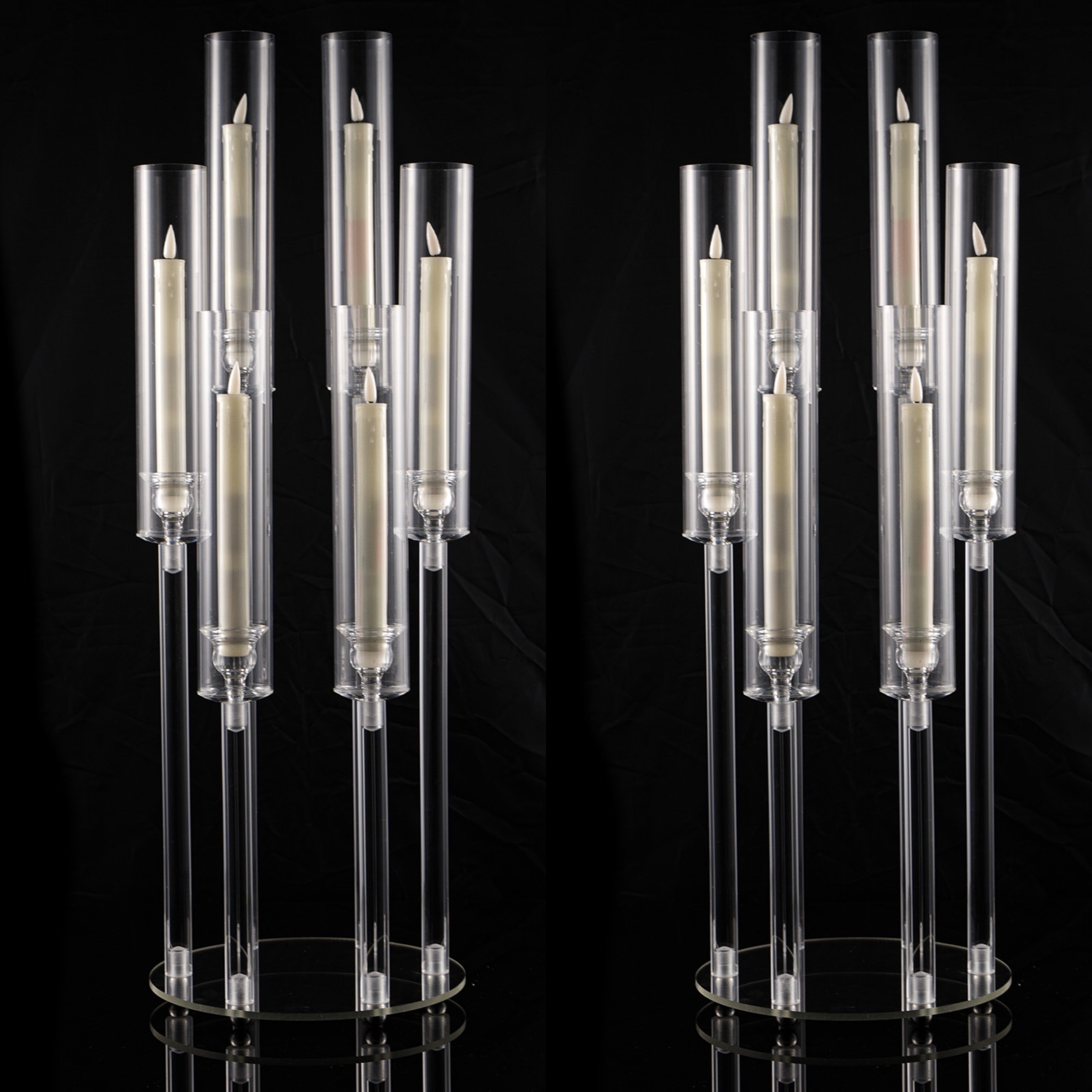 TEMU Set Of 2 Acrylic Candleholders, 26.8in Clear Candelabra 6 Arm Candlestick Candle Holder Acrylic, Taper Candle Holders For Wedding, Party, Dining