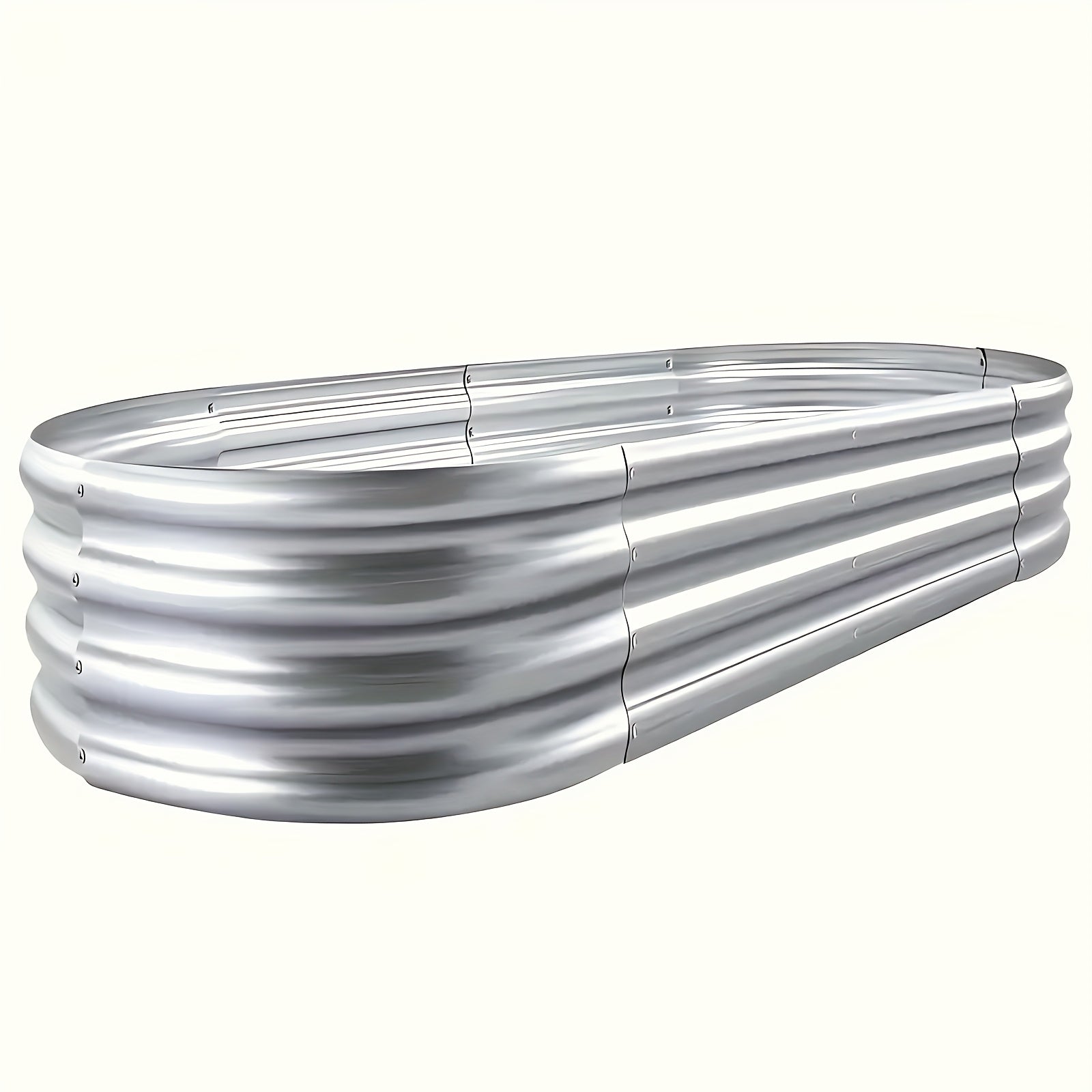 TEMU 1-2-4pcs Galvanized Raised Garden Bed Kit, Galvanized Planter Garden Boxes Outdoor, Oval Large Metal For Vegetables