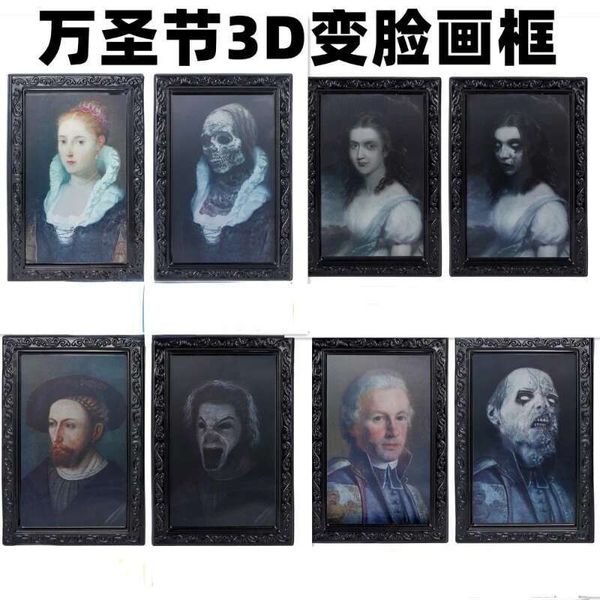 3D Photo Frame Horror Pictures Frames Changing Face Ghost Party Decor Halloween Haunted House Decoration Props