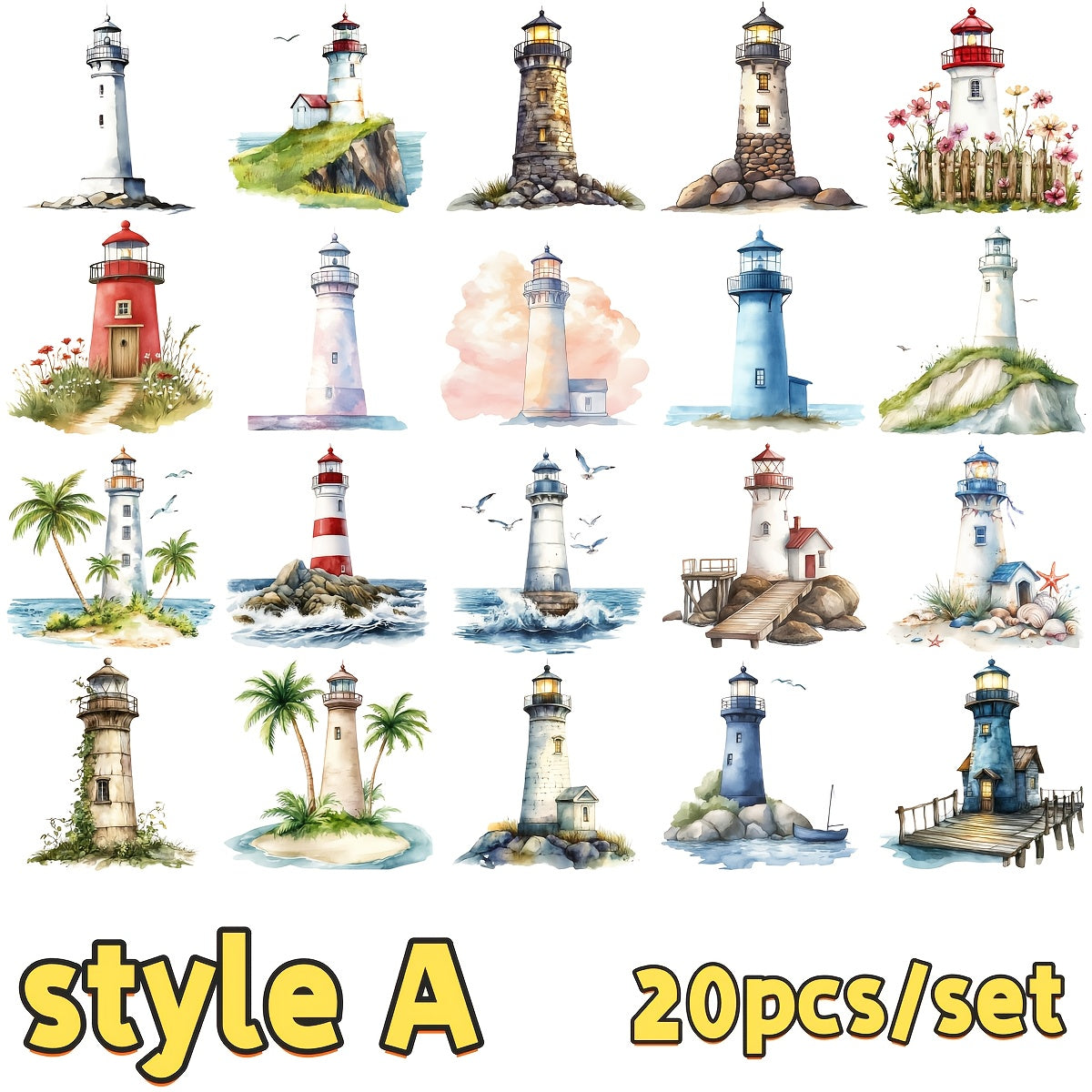 TEMU 2d Flat 20pcs-set Seaside Scrapbooking Stickers 2d Flat, 2d Flat