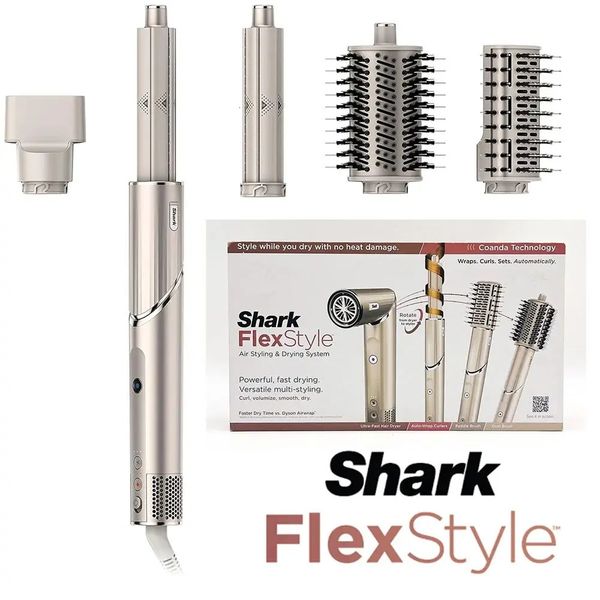 Shark HD430 FlexStyle Negative Ion Hair Dryer Dry and Multi Style Automatic Packaging Curler Air Brush 241104