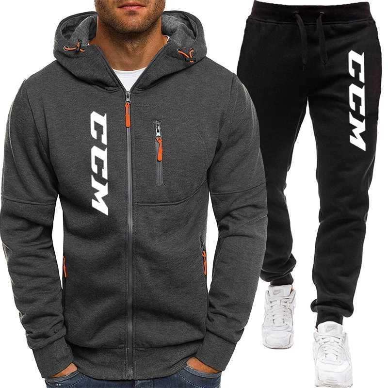 Men&#039;s Tracksuits 2024 CCM Mens Sets Hoodies+Pants Autumn Sport Suits Casual Sweatshirts Tracksuit Male Sports Zipper Jacket Jogging Suit H24121