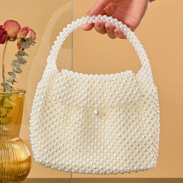 Wedding Clutch Purse Bridal Evening Bags Handmade Women Pearl hand Bag for party Crystal Beaded bag 240907