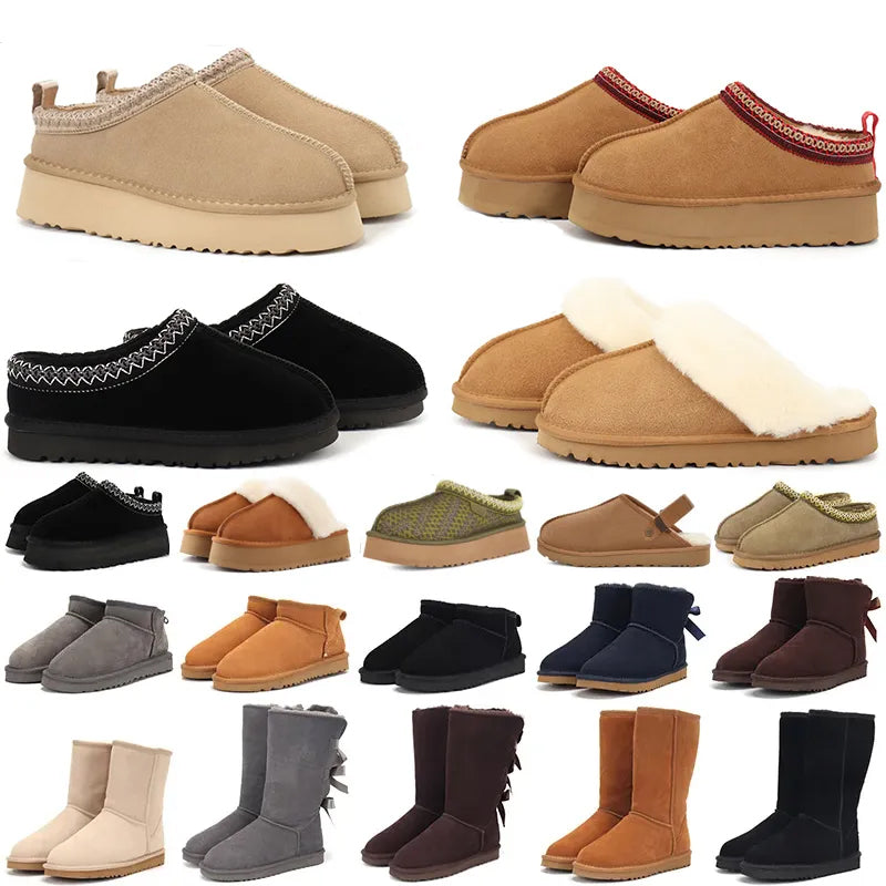 Designer boots women shoes fur slides sandals slippers luxury womens platform boots ultra mini ankle knee short goldenstar clog fur slide winter sno