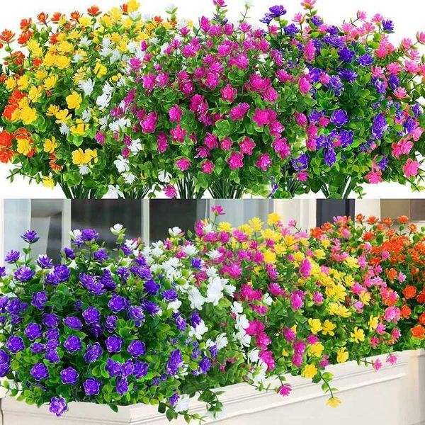 1 Bundle Artificial Flowers Outdoor UV Resistant Shrubs Plants Fake Home Garden Outdoor Ceremony Wedding Arch Floral Decoration W241228