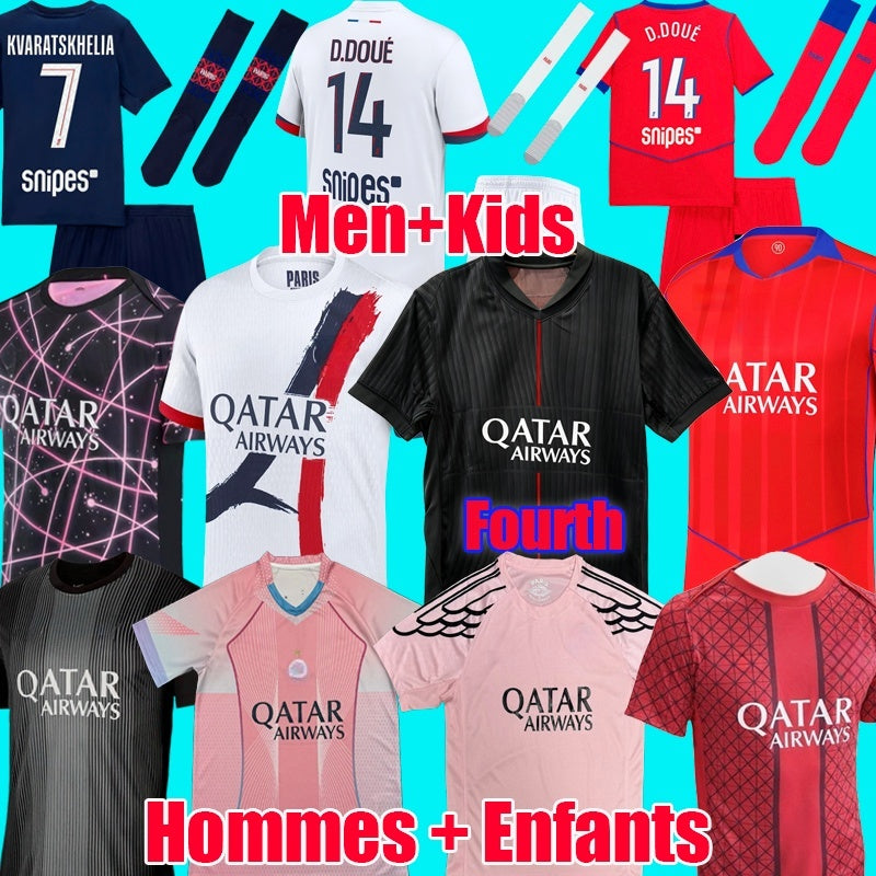 25 26 maillot de foot O. DEMBELE psges jersey hakimi G. RAMOS 2025 football shirts men soccer jerseys kids set equipment hommes enfants pink fourth