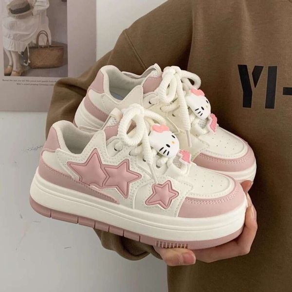 Korean Shoes Kawaii Pink Platform Sneakers 2024 New Women Vintage Vulcanize Spring Summer Casual Tennis Female Fla ts Footwear