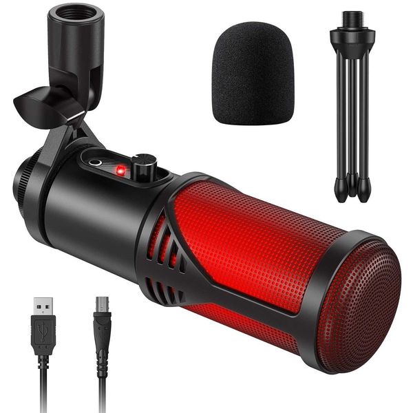 Microphones Condenser Usb Gaming Microphone Desktop Condenser Podcast with Light Recording Streaming Microphone J240830