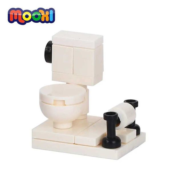 Banheiro de banheiro da cidade de Mooxi 16pcs MOC Brick View Móveis Modelo Ação Figura Parte Bloco de construção Kids Toys Presente MOC0036C