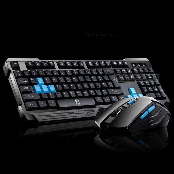 Keyboards Vococal Gaming Keyboard Mouse Set Fashion 2.4G Wireless Computer Laptop PC Keypad Mice Kit for Home Office Study Gamer Black J2401