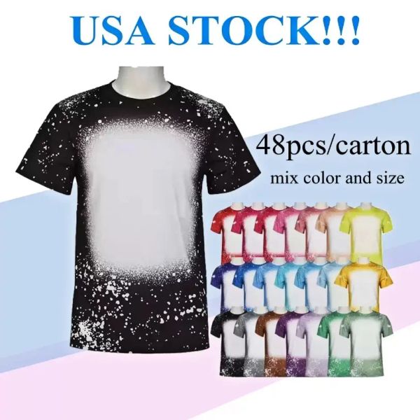 Sublimation Shirts Heat Transfer Blank Bleach Shirt Bleached 100% Polyester T-Shirts XL XXL XXXL XXXXL mix size FS9535