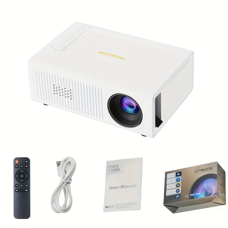 TEMU Portable Mini Projector, Full Hd Native 1080p, Suitable As A Gift, And For Home And Outdoor Viewing, With Usb Interface And Control, Compatible