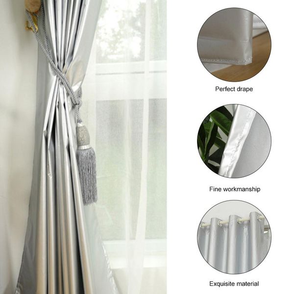 New Blackout Curtains Silver with Coated Lining Light Blocking Thermal Insulated Window Curtain Panels for Bedroom Living Room