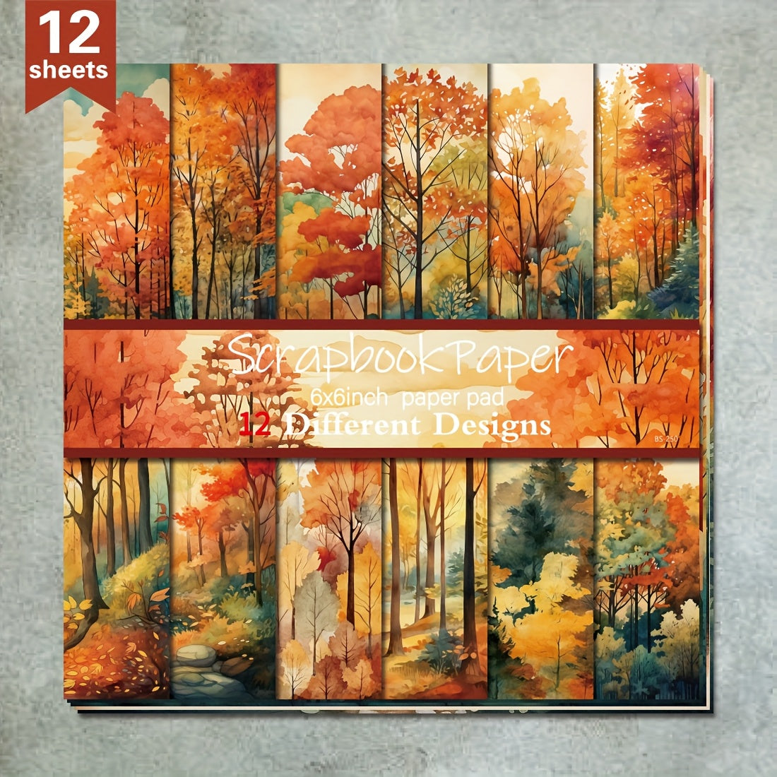 TEMU 12 Sheets Autumn Forest Paper Pad, 6x6 Inch, Diy Decorative Background Card Making Supplies, Art Craft Pattern Paper For Scrapbooking Craft