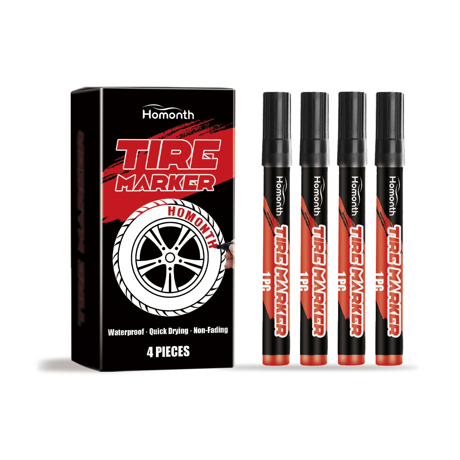 TEMU 4pcs Car Tire Paintbrush Not Fall Off Painting Long-lasting Creative Diy Paint Refinishing Portable Paintbrush