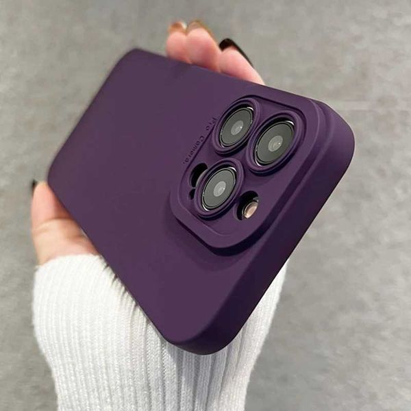 Luxury matte purple phone case suitable for iPhone 11 12 13 15 16 Pro Max XS X XR 7 8 Plus liquid silicone shock-absorbing cover M241008