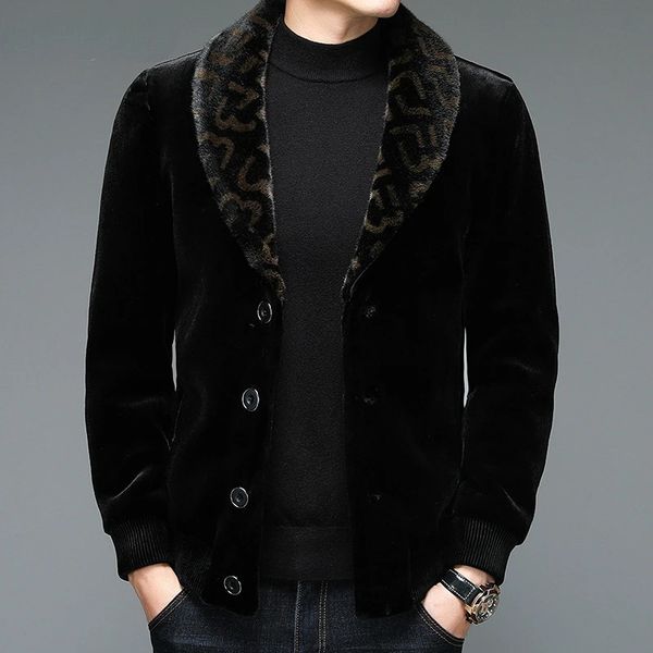 Trendy Short Coat Mens Winter Ferret Fur Collar Thermal Autumn Winter Casual Elegant High Quality Jackets 241007