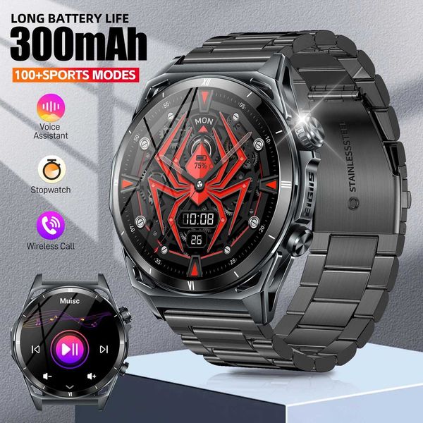 EIGIS New Smart Watch KE6 1.43-inch AMOLED Display Mens Black Sports Watch KE Series BT Call Health Monitor IP68 Waterproof T241213