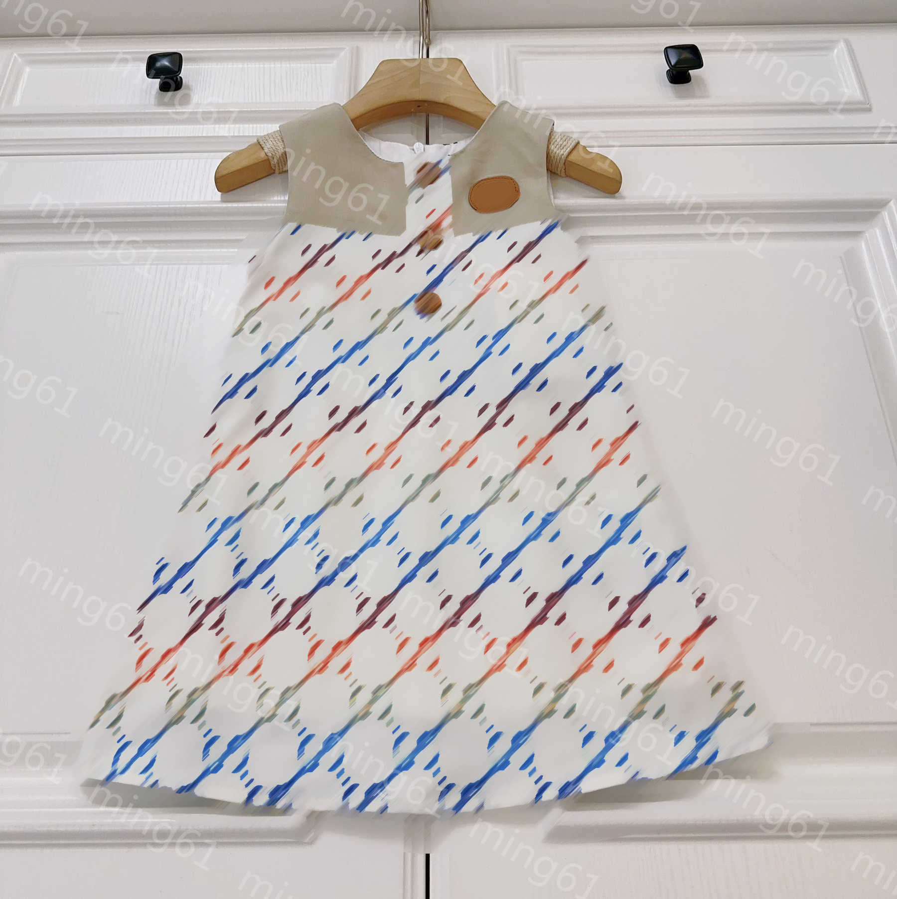 23ss dress Princess dresses summer dress kids designer clothes girls Dress Patchwork color log letter print sleeveless vest skirts High quality kids