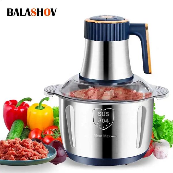 Electric meat grinder 5L food crusher stainless steel multifunctional vegetable slicer processing chopper kitchen utensils 240824
