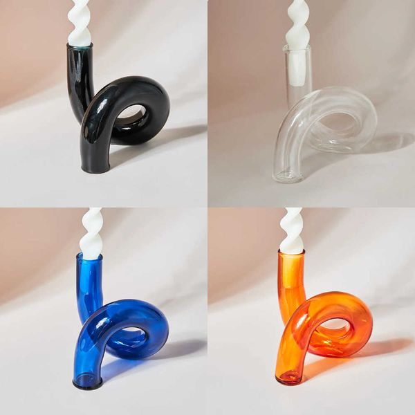 Candle Holders Glass Vases Clear Flower Vase Candle Holders Wedding Centerpieces Home Decoration Table Centerpieces Candlestick Holder QNFH