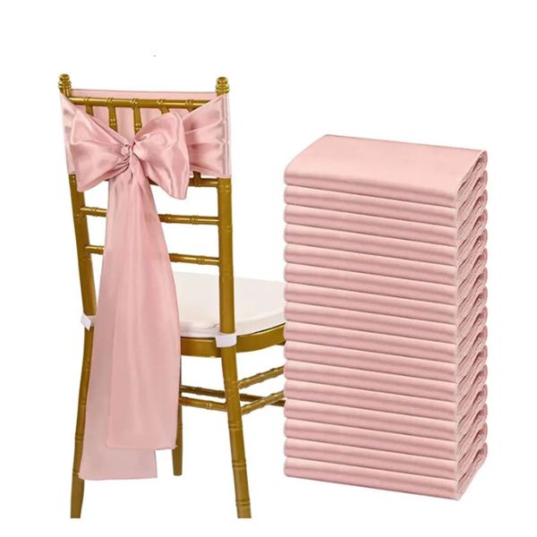 25 pieces of rose gold satin chairs bow belts wedding chairs ribbon bows party events el banquet decorations 241125