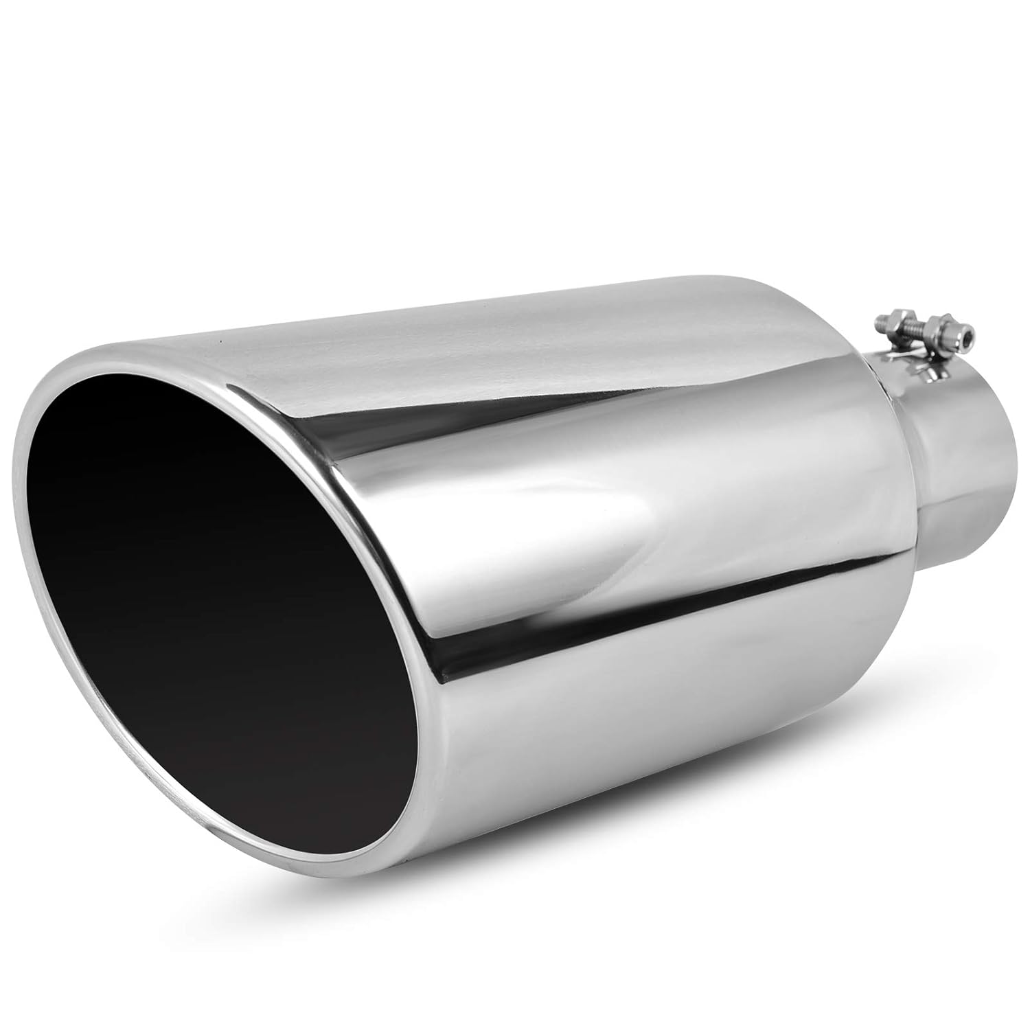 YITAMOTOR 3 Inch Inlet Exhaust Tip, 3" Inlet 6" Outlet 15" Long Exhaust Tip, Silver Stainless Steel Finish Tailpipe
