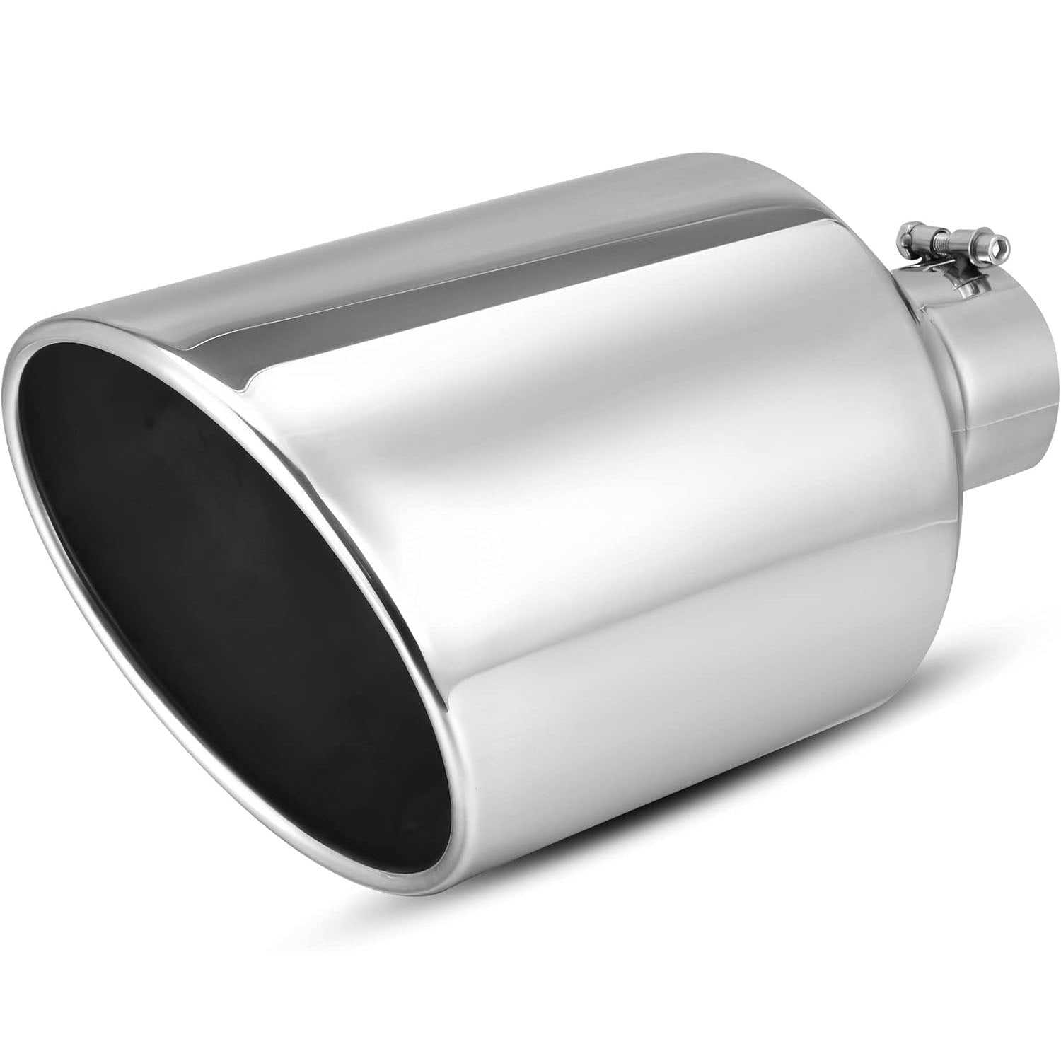 YITAMOTOR 4 Inch Inlet Exhaust Tip, 4" Inlet 10" Outlet 18" Overall Length Chrome-Plated Finish Stainless Steel Exhaust Tail Tip