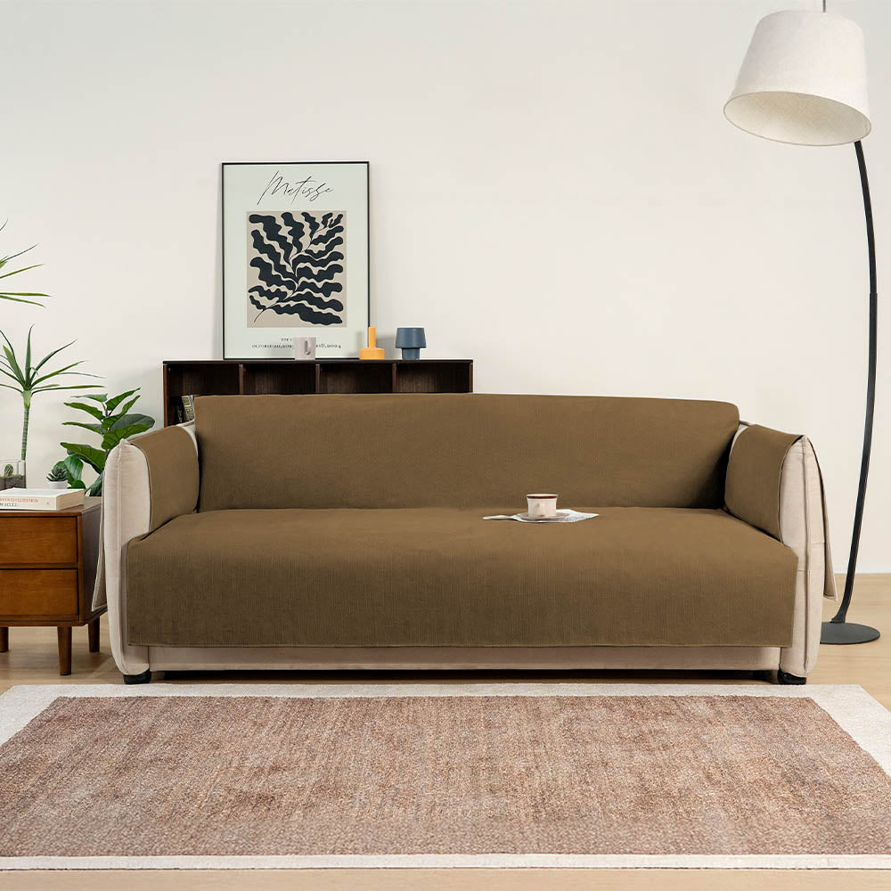 Waterproof Non-Slip Furniture Protector Pet Couch Cover-Slipsafe, Brown - 3-Seater