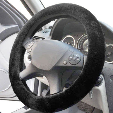 Zone Tech® Black Sheepskin Steering Wheel Cover