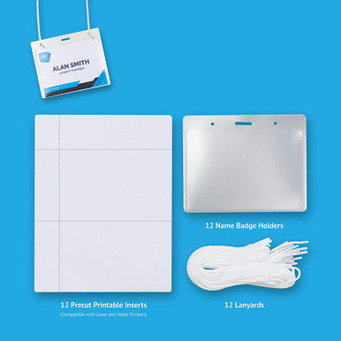 OS Plus® 3 x 4-Inch Hanging Lanyard Name Badge Card Holder (12 to 50-Pack) - 50-count