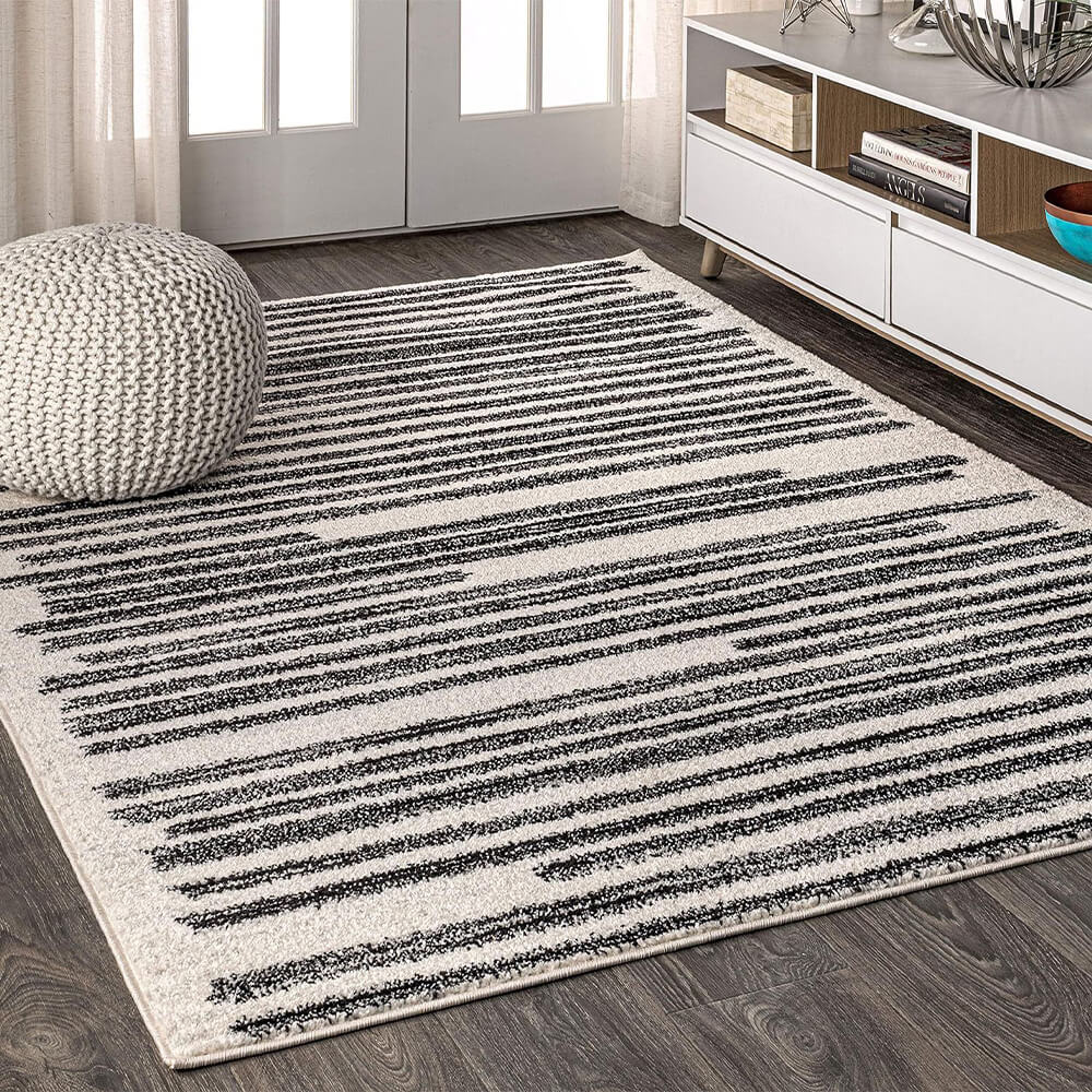 Line Texture Simple Modern Style Faux Cashmere Household Rug, 2 - 19.6 inch * 31.4 inch