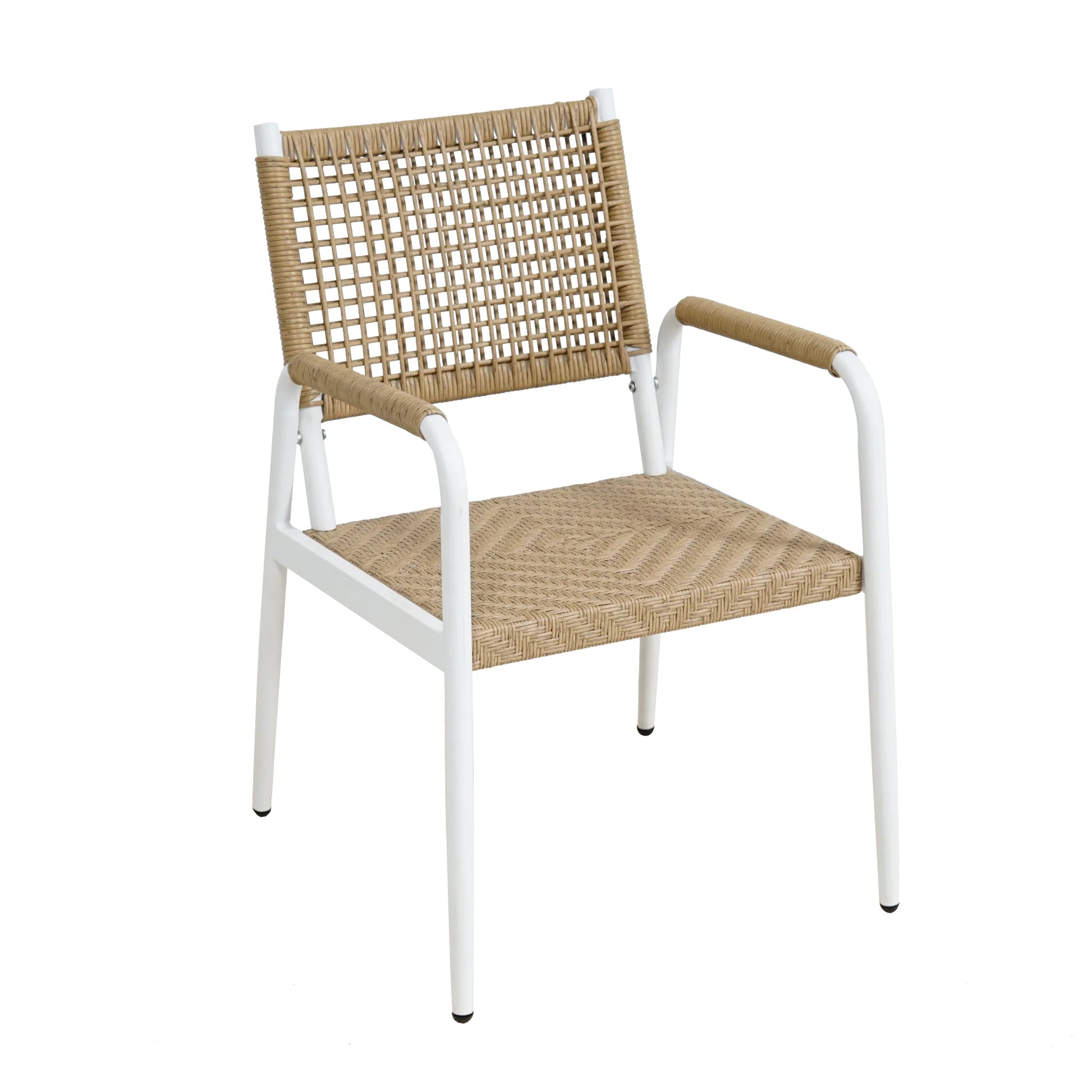 Garvee Wicker Patio Chairs Set of 2, Outdoor Chairs Balcony Seats with Metal Frame and Square Rattan Design for Balcony, Backyard, Poolside, Brown & W