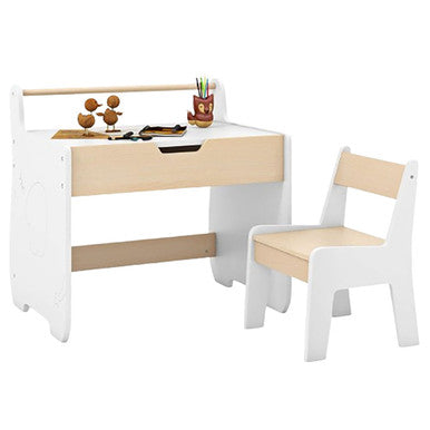 Kids' Table and Chair Set with 2-in-1 Detachable Tabletop and Storage