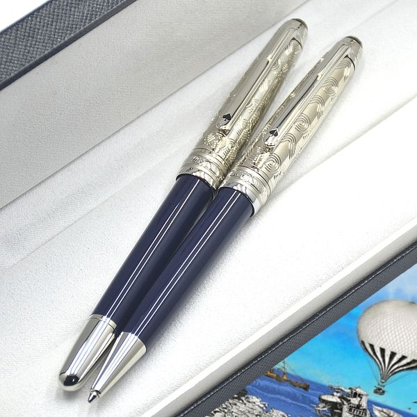 top wholesale Special Edition Around the World in 80 Days 163 Rollerball Ballpoint Pen Monte Blue Resin Office School Writing Fountain Pens