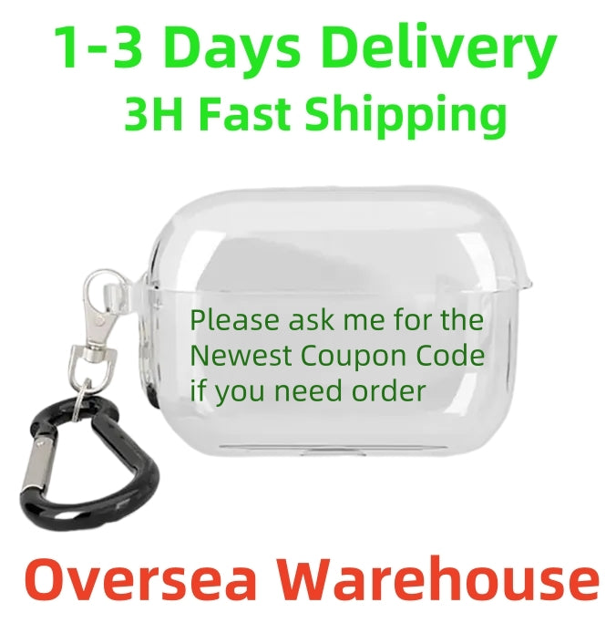 US Euro Warehouse For Airpods pro 2 4 air pods 2 3 4 Earphones Bluetooth Headphone Accessories Solid Transparent Cover Wireless Charging Box Shockpr