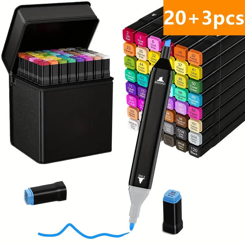 TEMU 120.80.60.24.pcs Marker Sets, Dual-tip Art Marker Set - Markers, Diy Craft Pens, Watercolor Pens, School Supplies, Professional Permanent Colors
