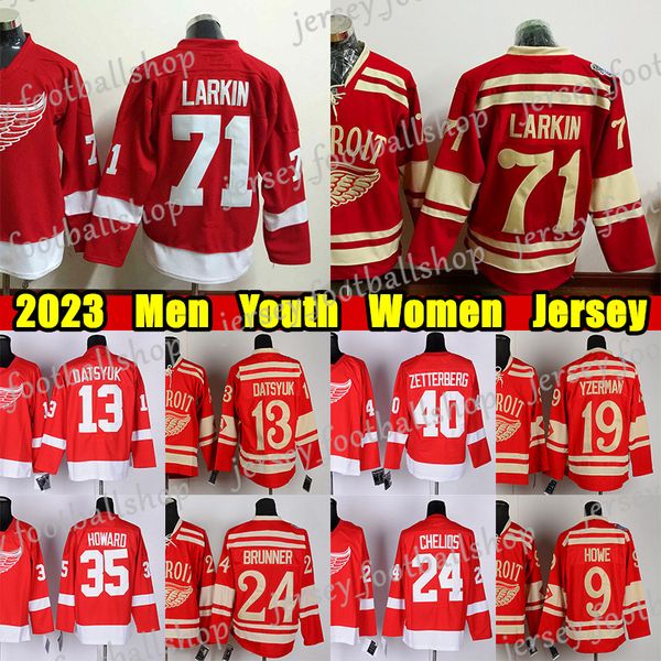#71 Dylan Larkin Winter Classic hockey jersey #93 Alex DeBrincat Moritz Seider David Perron Gordie Howe Pavel Datsyuk Steve Yzerman Fischer