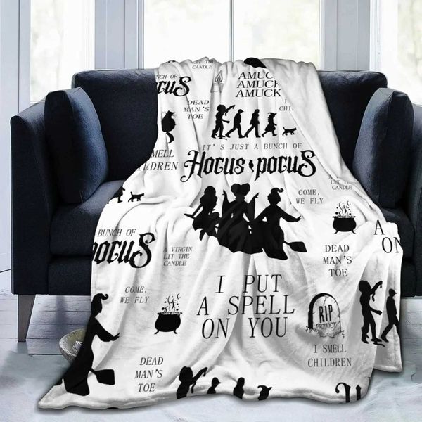 Hocus Pocus Blanket Halloween Throw Flannel s Sanderson Sisters Soft Plush for Couch Sofa Bed Home Decor Gifts Y240829