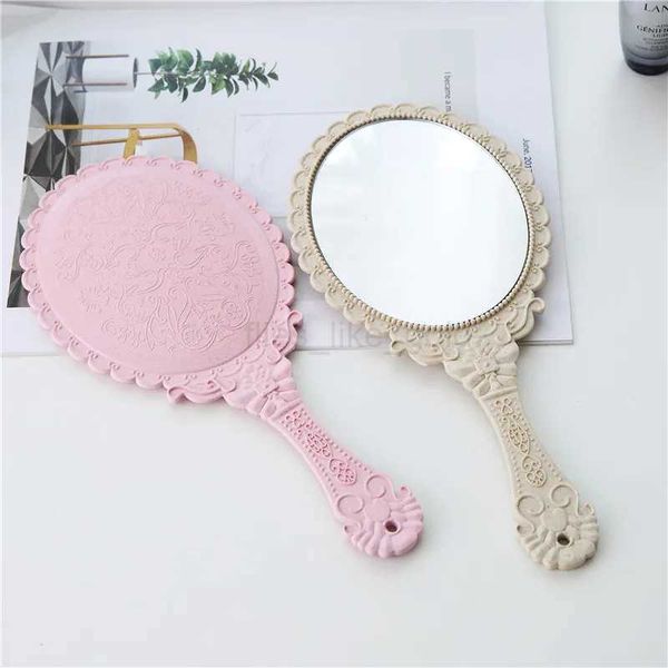 1 silver retro mirror womens floral reproduction oval circular makeup handheld mirror princess womens makeup beauty dress gift W240813