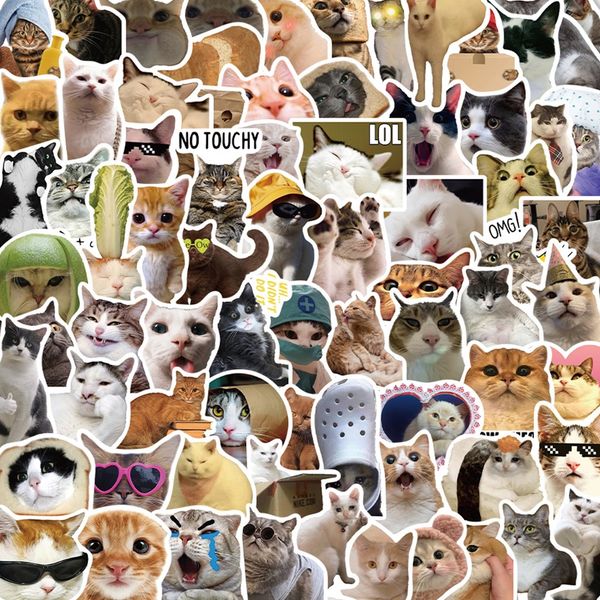 10-50-100pcs Funny Cute Cat MEME Animals Stickers Kawaii Decals Scrapbooking Notebook Luggage Laptop Skateboard Sticker Toy