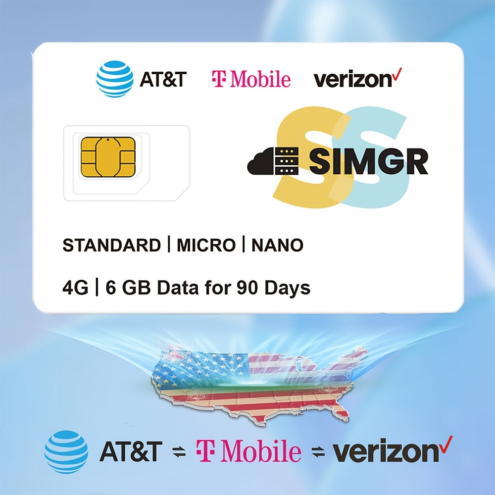 TEMU 6gb 90days Sim Cards - Data Only Sim Card Of Data, Compatible With At&t, And , Ideal For Security Cameras, , Smartwatches & Gps Trackers, No